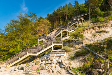Stairs on the beach in Miedzyzdroje leading to Kawcza Gora