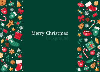 Merry Christmas background. Christmas elements collection. Vector illustration.