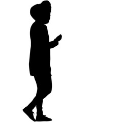 Silhouette of a walking girl on a white background