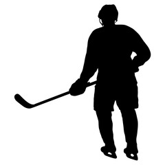 Silhouette of hockey player on white background