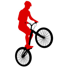 Silhouette of a sports cyclist on a white background