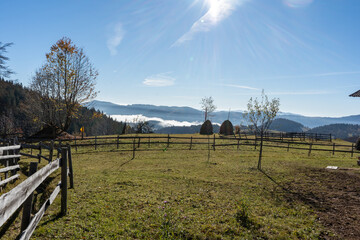 Nature landscape in mountain with fog and day light