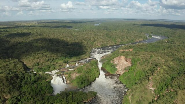 Murchison Falls (also Kabalega Falls) at the Nile River, Uganda. Murchison Falls National Park.