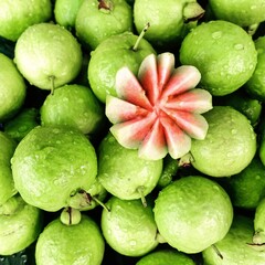 closeup organic guava healthy fruit nature thailand