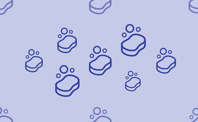 Seamless pattern of large isolated blue soap symbols. The pattern is divided by a line of elements of lighter tones. Vector illustration on light blue background