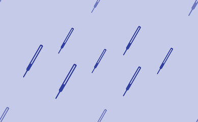 Seamless pattern of large isolated blue thermometer symbols. The pattern is divided by a line of elements of lighter tones. Vector illustration on light blue background