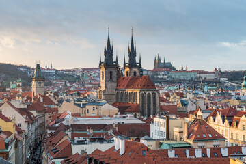 Naklejka na ściany i meble Prague Old Town Square and Church, Czech Republic