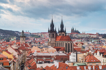 Fototapeta na wymiar Prague Old Town Square and Church, Czech Republic
