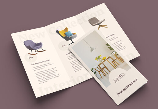 Product Trifold Brochure Layout with Pale Beige Accents
