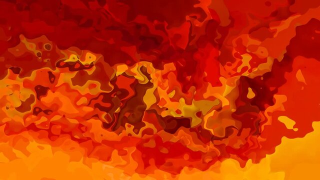 abstract animated twinkling stained background full HD seamless loop video - watercolor splotch liquid effect - color hot fiery red orange
