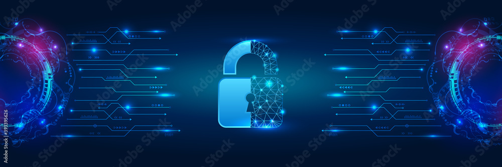 Poster Data protection, privacy, and internet security concept. Cybersecurity for business and internet project. Vector illustration of data security services.