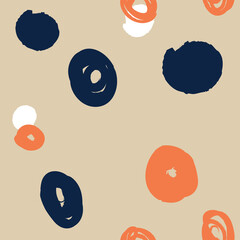 Doodle dots texture. Seamless pattern with ink brush circles. Abstract Hand drawn background for design and decoration textile, covers, package, wrapping paper.