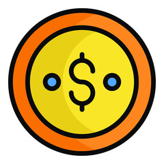 Currency filled line style, Black Friday shopping, Sale icon design.