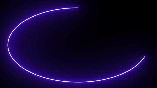 Animation neon light oval frame Abstract spectrum of ultraviolet light glowing neon line. materials. on a black background. laser show. motion design