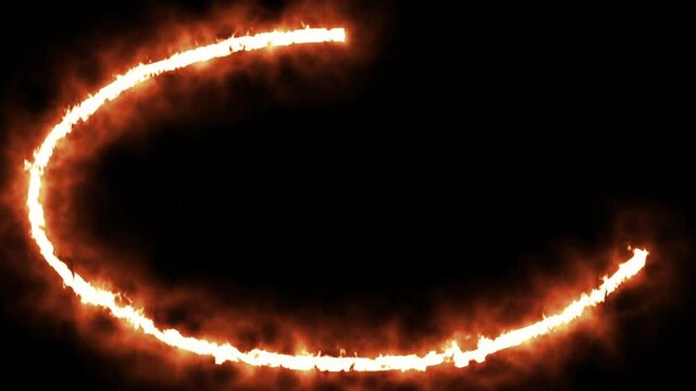 Animation of a fiery oval frame Abstract spectrum of ultraviolet light glowing burning line. materials. on a black background. laser show. motion design