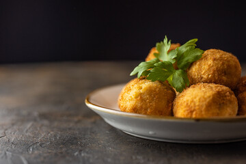 Italian risotto balls, arancini. Cheese Fried Risotto Balls