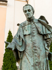 Monument to Beato Antonio Rosmini near Sanctuary of the Crucifix on Sacred Mount Calvary on the Mattarella Hill, Domodossola, Piedmont, Italy.