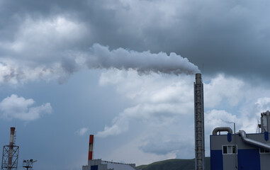 Plant polluting the air with gases and smoke