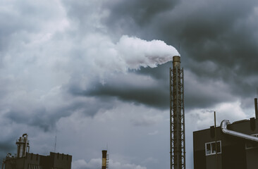 Plant polluting the air with gases and smoke