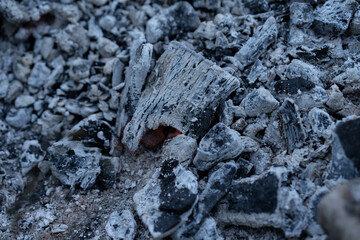 Coals and ash after a fire