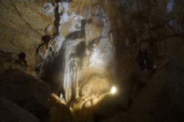 Tour of the cave. Crimea. Marble cave.