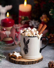 Christmas hot chocolate with whipped cream