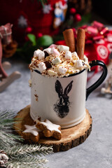Christmas hot chocolate with whipped cream