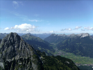 Via ferrata at high mountain lake Seebensee, Tajakopf mountain, Tyrol, Austria