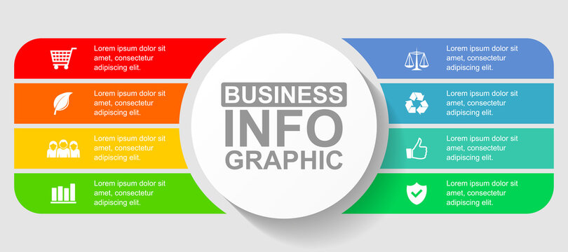 Business infographic vector template with 8 options