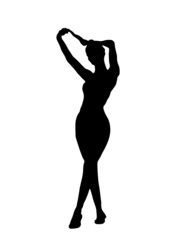 Fototapeta na wymiar Silhouette on a white background, woman, model pose, beautiful athletic body