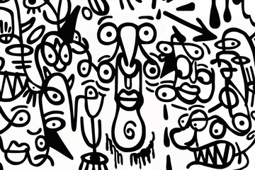 Black and white pattern on white background, abstract design	