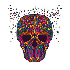 Skull. Bright vector illustration in doodling style isolated on white background.