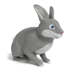 3D Illustration of a Cartoon Rabbit