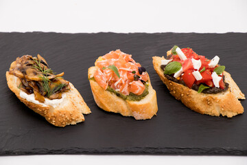 tasty italian bruschetta with baguette