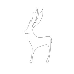 Obraz premium Deer on white background. Line drawing forest animal. Vector illustration