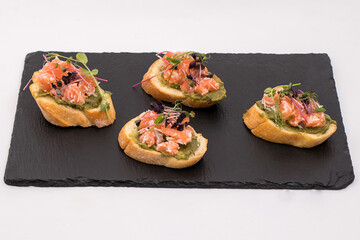 tasty italian bruschetta with baguette