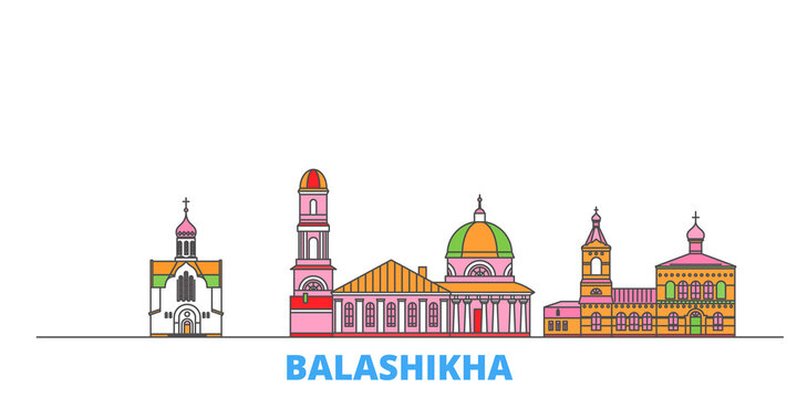 Russia, Balashikha cityscape line vector. Travel flat city landmark, oultine illustration, line world icons