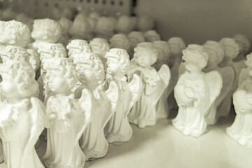 Statuettes of angels on the counter