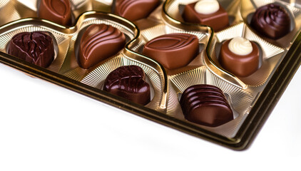 Chocolate candy in a box with christmas decoration