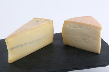 cow french and swiss cheese as morbier and gruyere