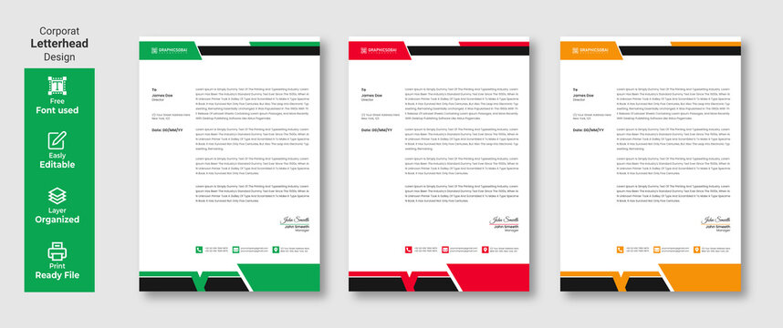 Modern Creative & Clean business style letterhead design template in flat style print with vector & illustration