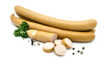 Wiener sausages isolated on white background