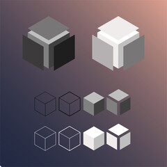 Abstract futuristic isometric set of color box pattern cube. Decorate for ad, poster, artwork, template design, print. 