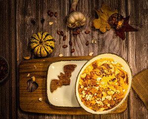 Obraz na płótnie Canvas pumpkin soup with mushrooms