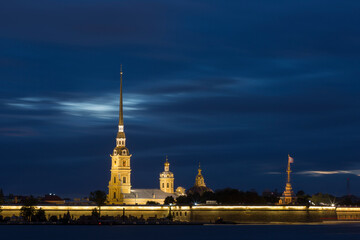 Fototapeta na wymiar Peter and Paul fortress in night, Saint-Petersburg, Russia