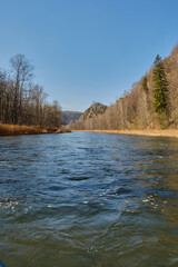 Obraz premium Mountain river in autumn. view in the middle of the river