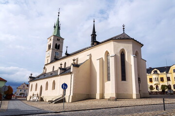 Church of Saint Margaret in Kasperske Hory, southwestern Bohemia, Czech Republic, sunny day, Plzen region