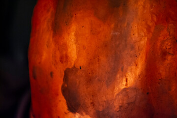 Red salt lamp close up