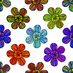 Seamless bright pattern from decorative flowers. Vector stock illustration eps10.