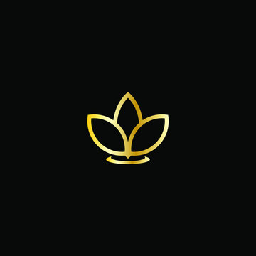 lotus flower in gold colored outline for logo